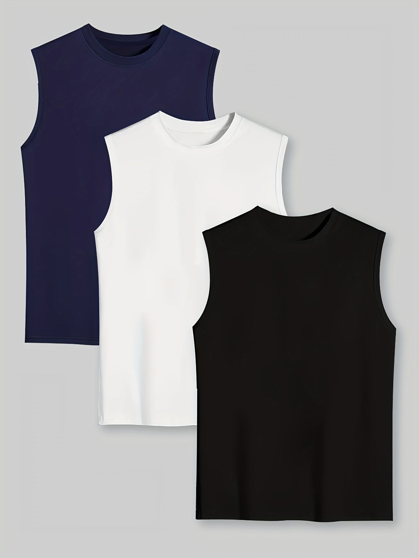 Adult Crew Neck Vest with Collar in Solid Colors Polyester Knit