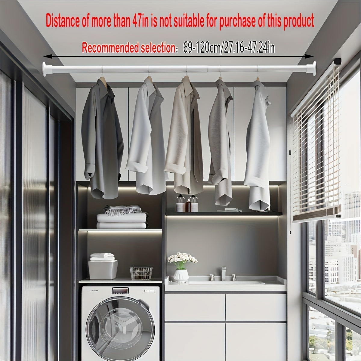 Barra de cortina telescópica de metal ajustable con tensión de resorte, diseño sin taladro para ducha y ventana