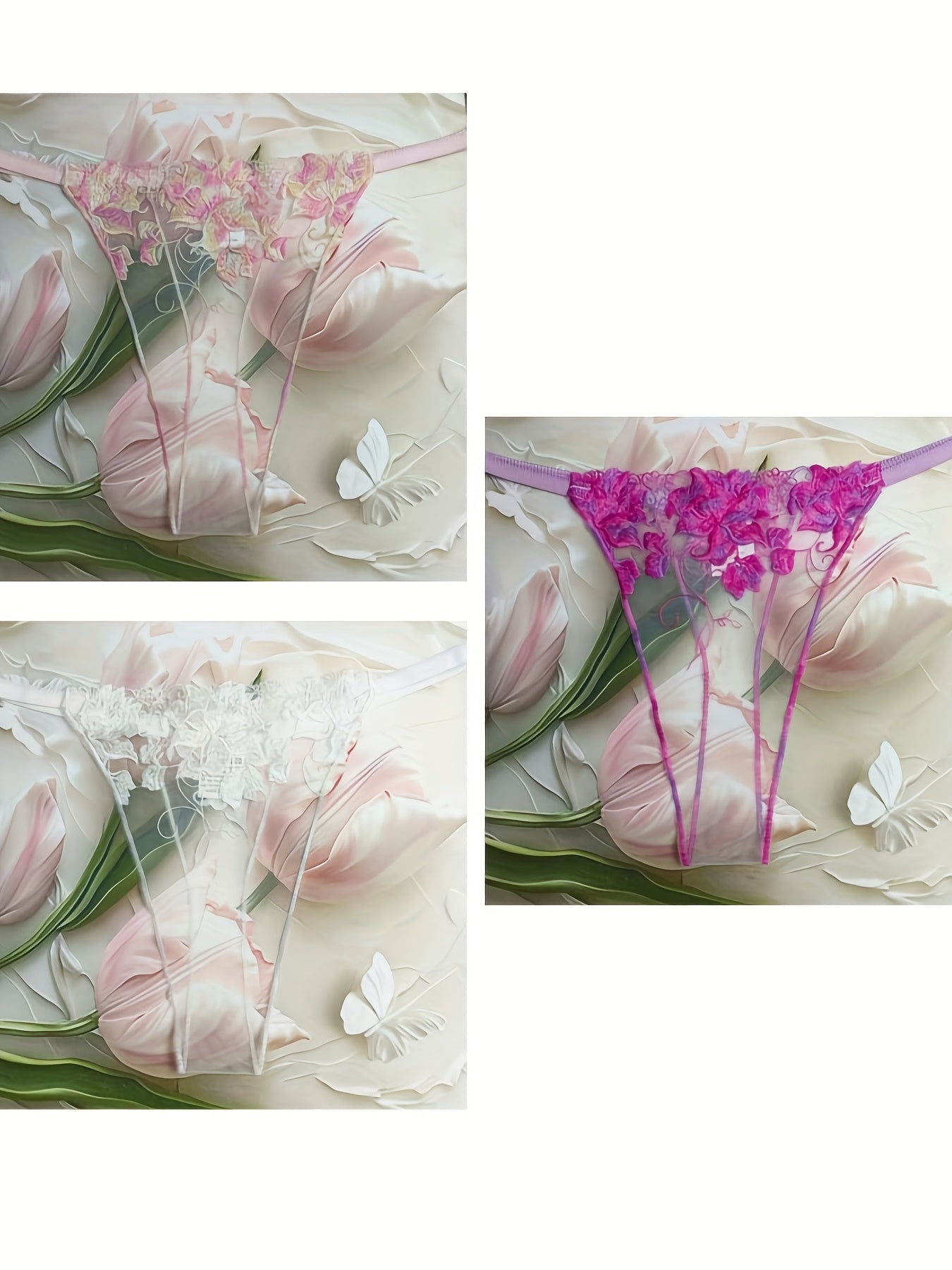 Women’s Mesh Crotchless Thongs with Color Matching