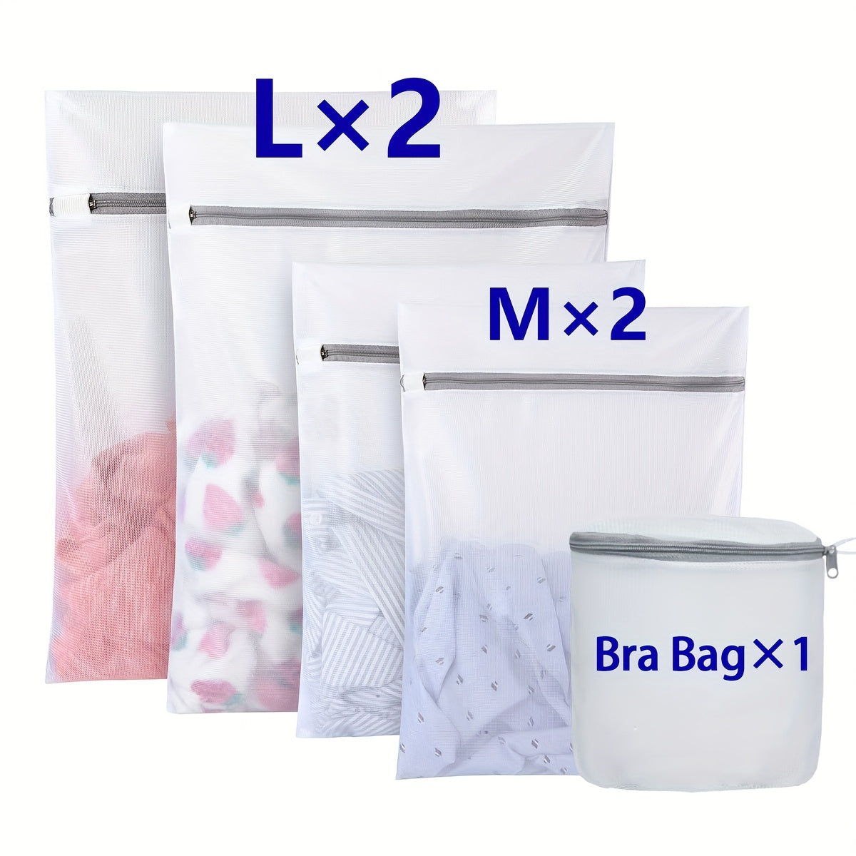 5 шт. сетчатых мешков для стирки деликатных вещей, нижнего белья, бюстгальтеров, носков
