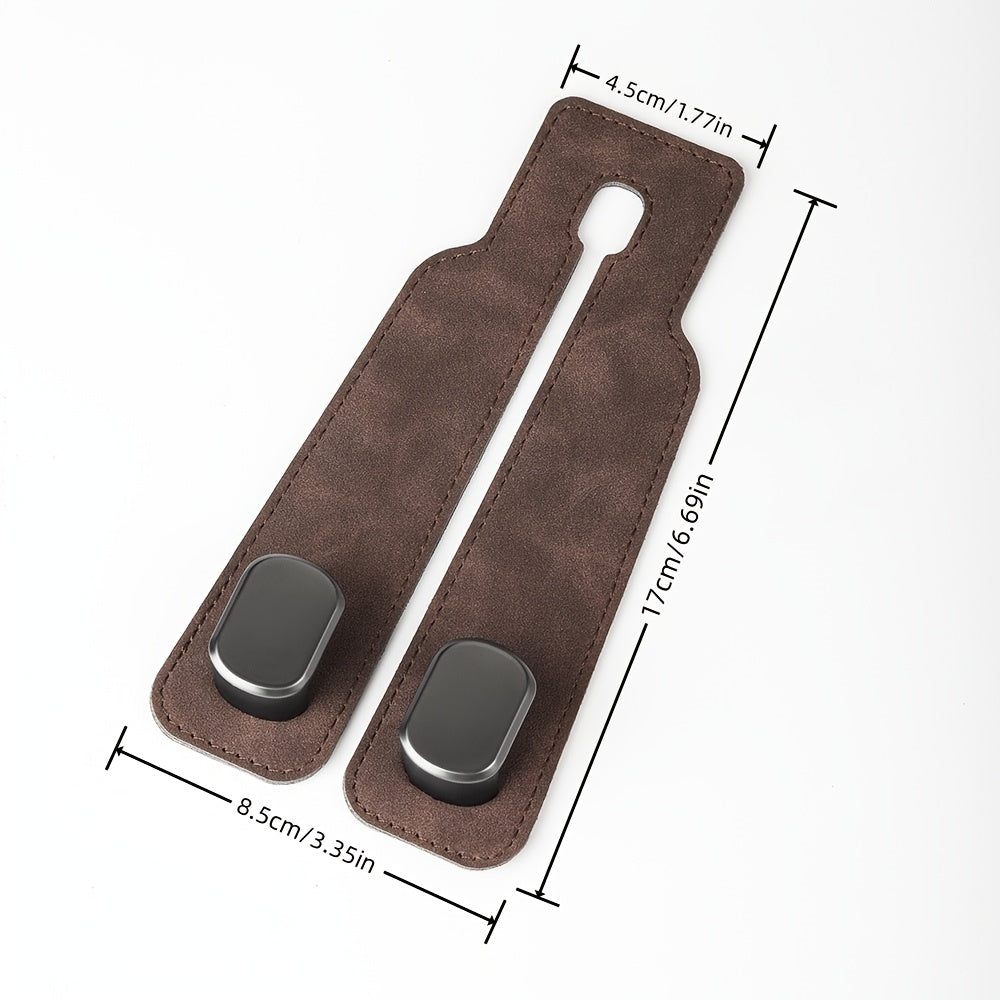 Universal Faux Leather Car Seat Back Hook Double Suede Storage Hanger Auto Headrest Organizer