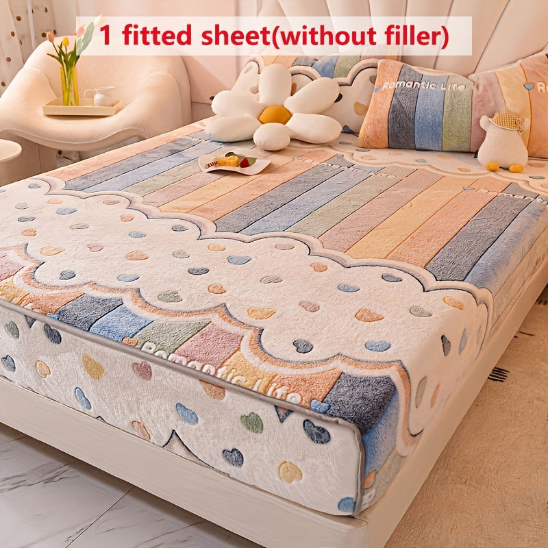 Вельветовая простыня - ультрамягкая и толстая с ярким пастельным дизайном, дышащая и отводящая влагу, устойчивая к складкам и легкая в снятии, комфорт на все сезоны, 180 г/м², изготовлена из 100% полиэстера, можно стирать в машине.