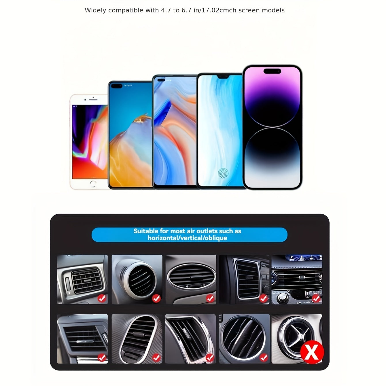 2024 Innovative Car Phone Holder Gravity Sensing Adjustable Vent Mount Waterproof ABS