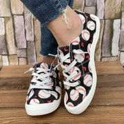 Women's Black Slip-On Casual Baseball Shoes Comfortable Soft Sole