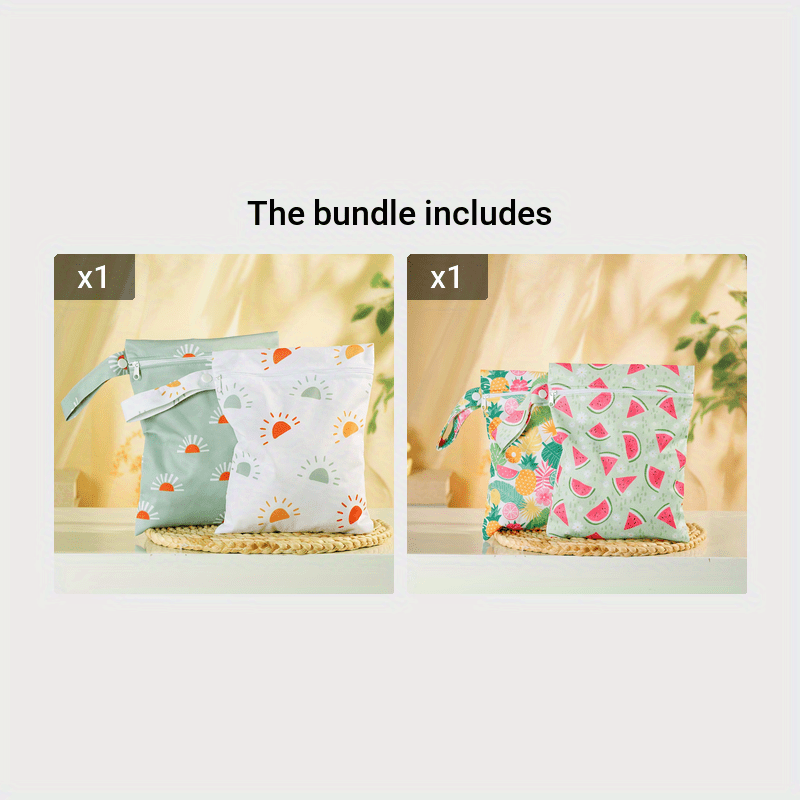 2-Pack Waterproof Wet Dry Bags for Swimmers Gym Clothes Diaper Storage