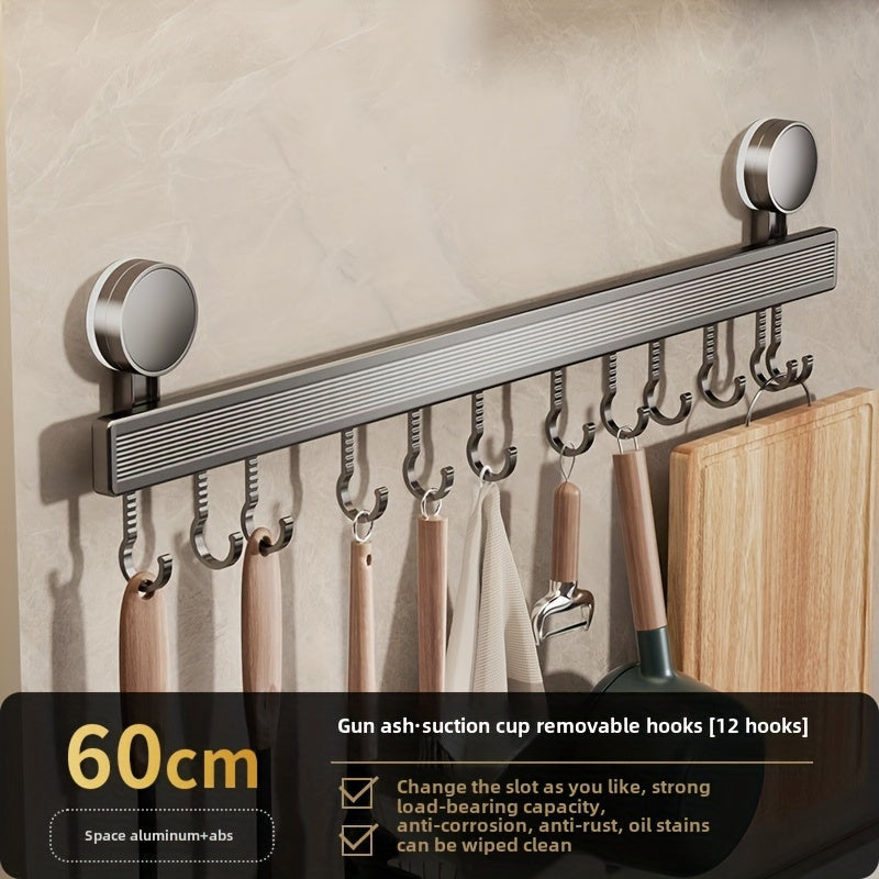Suction Cup Kitchen Organizer No-Drill Metal Storage Rack for Utensils