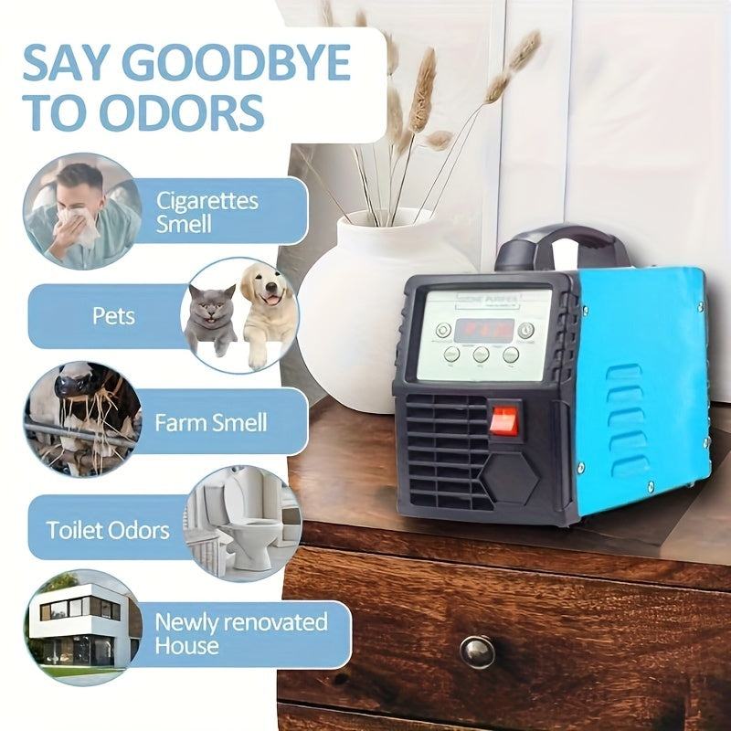 High-Output 10,000 Ozone Generator for Home Garage Air Purification Black Blue