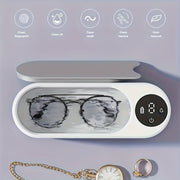 USB Rechargeable Vibrating Glasses Cleaner for Jewelry Watches Teeth Guards White