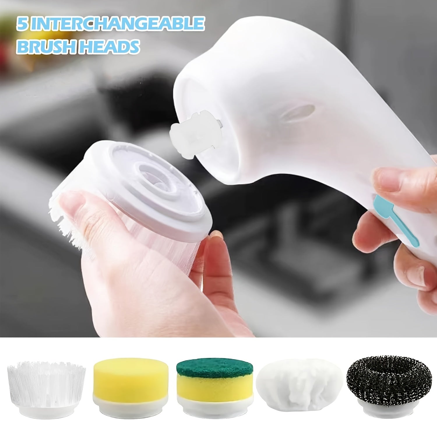 Set of 5 Manual Replacement Brush Heads for Bathroom Kitchen Tile Shower