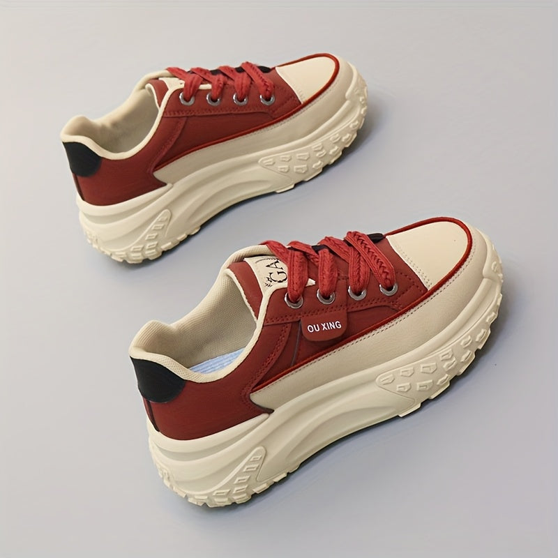 Women's Thick-Soled Comfortable White Casual Sneakers