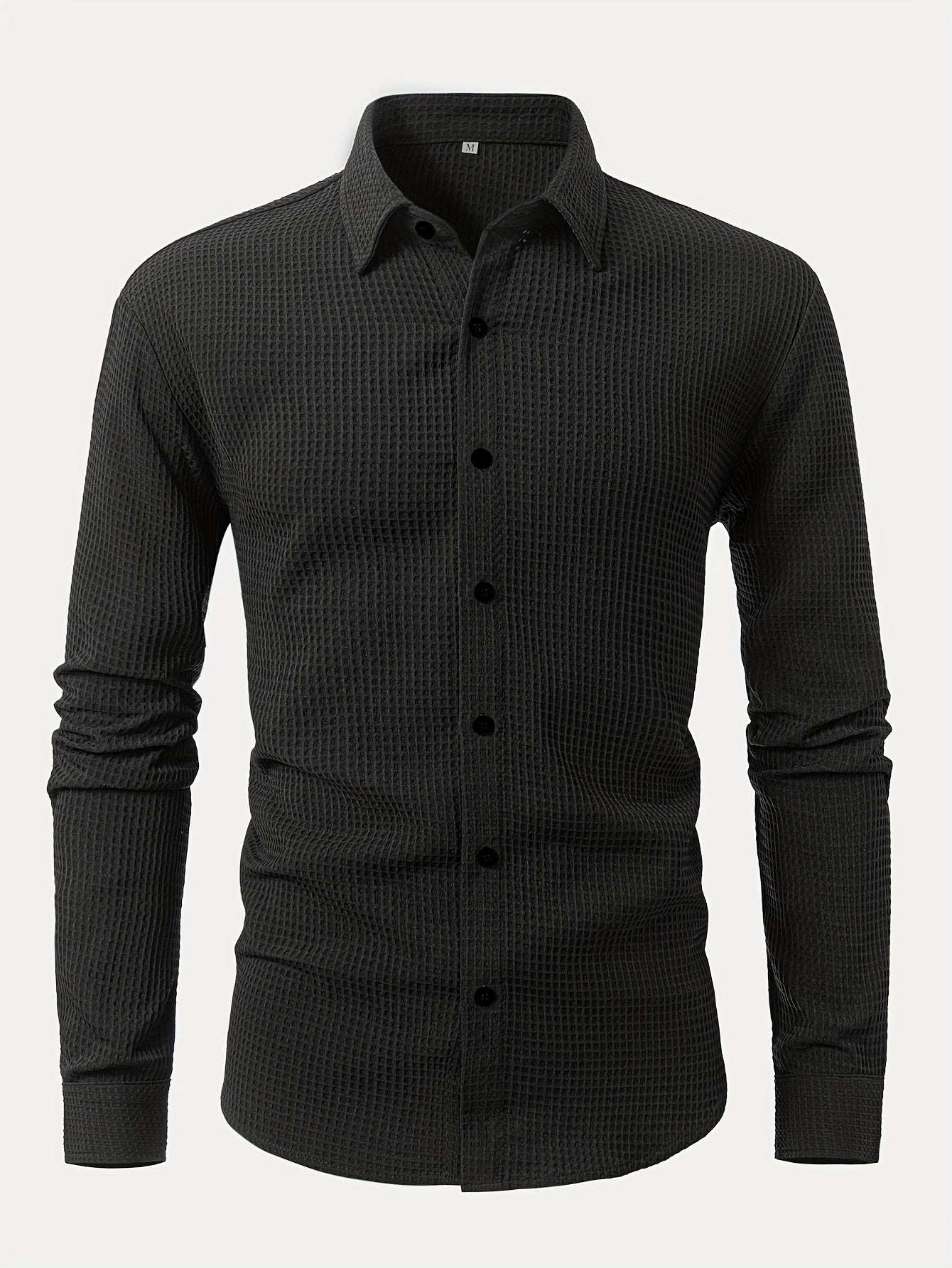 Men's Tartan Casual Woven Polyester Long Sleeve Lapel Button-Up Shirt for Fall Winter Outdoor Activities