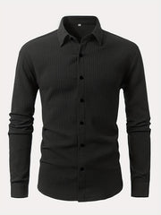 Men's Tartan Casual Woven Polyester Long Sleeve Lapel Button-Up Shirt for Fall Winter Outdoor Activities