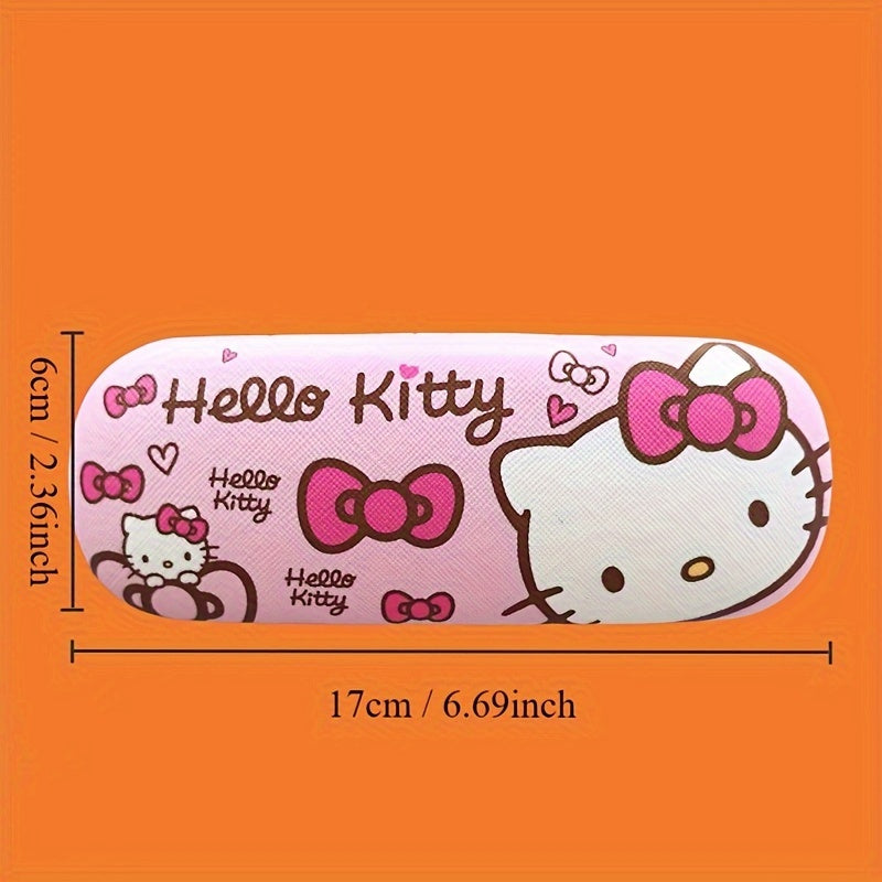 Estuche para gafas de cuero sintético para niñas con personajes de Hello Kitty y Kuromi