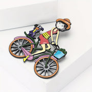 Girl Acrylic Cycling Brooch Pin Quirky Cartoon Fashion Accessory for Clothing Bags