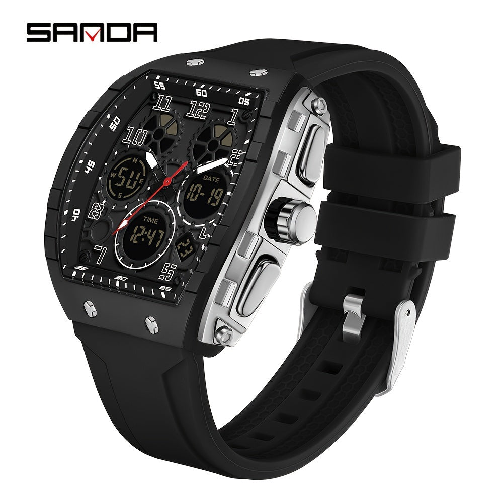 Men's Military Sports Wristwatch Silicone Strap Waterproof LED Clock Multiple Functions