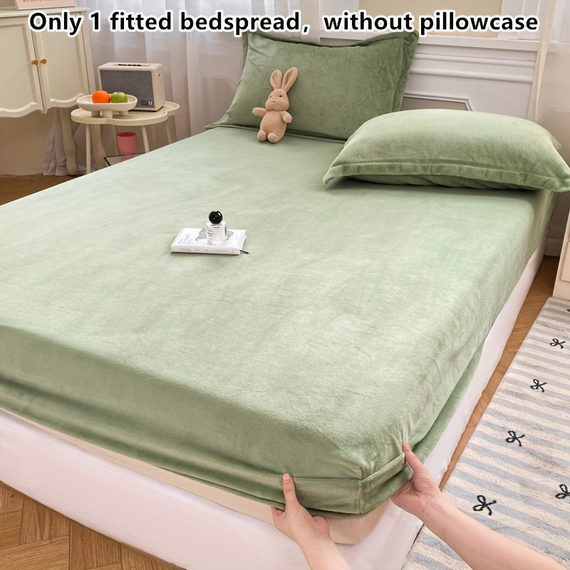 Reversible Milk Velvet Fitted Sheet with Elastic All-Around, Machine Washable, Thick and Comfortable
