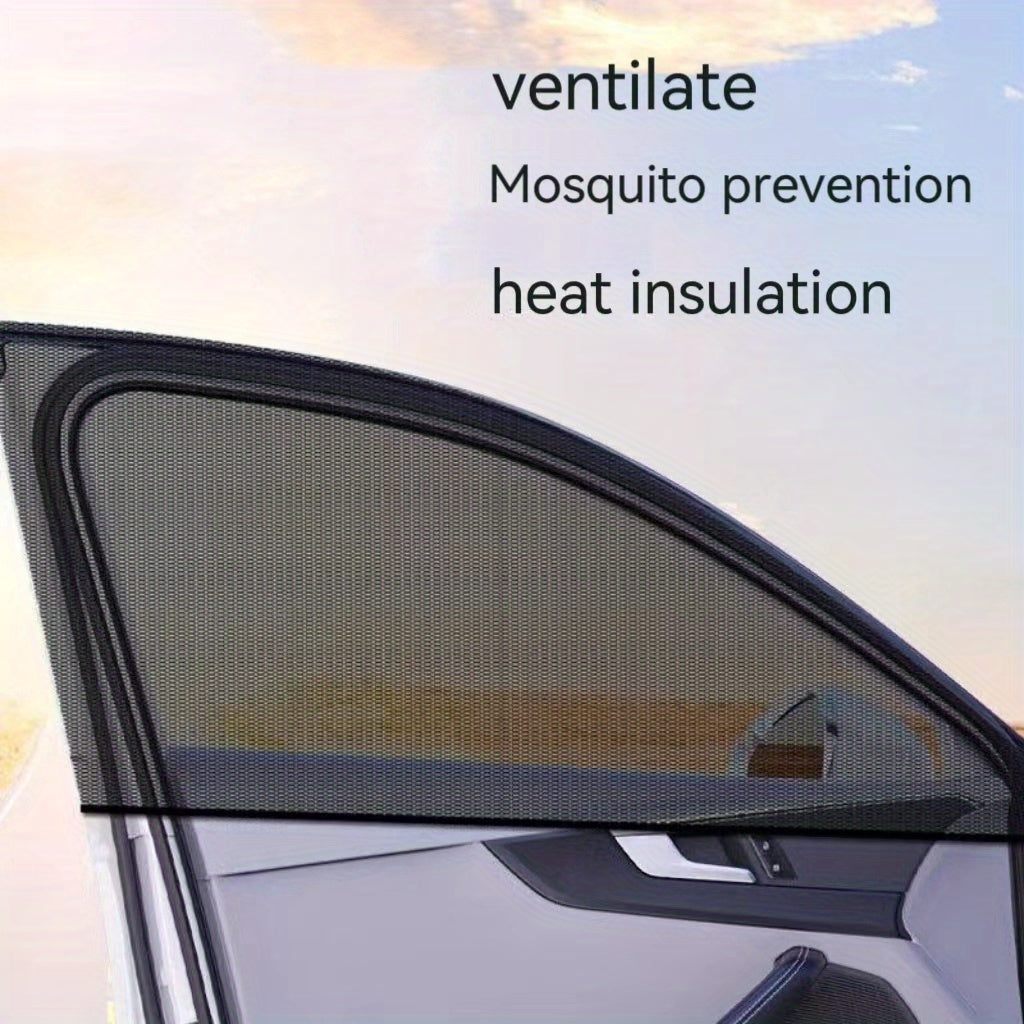 Car Anti-Mosquito Sunshade Curtains, High Elasticity, Cool Protection, 2 Pack