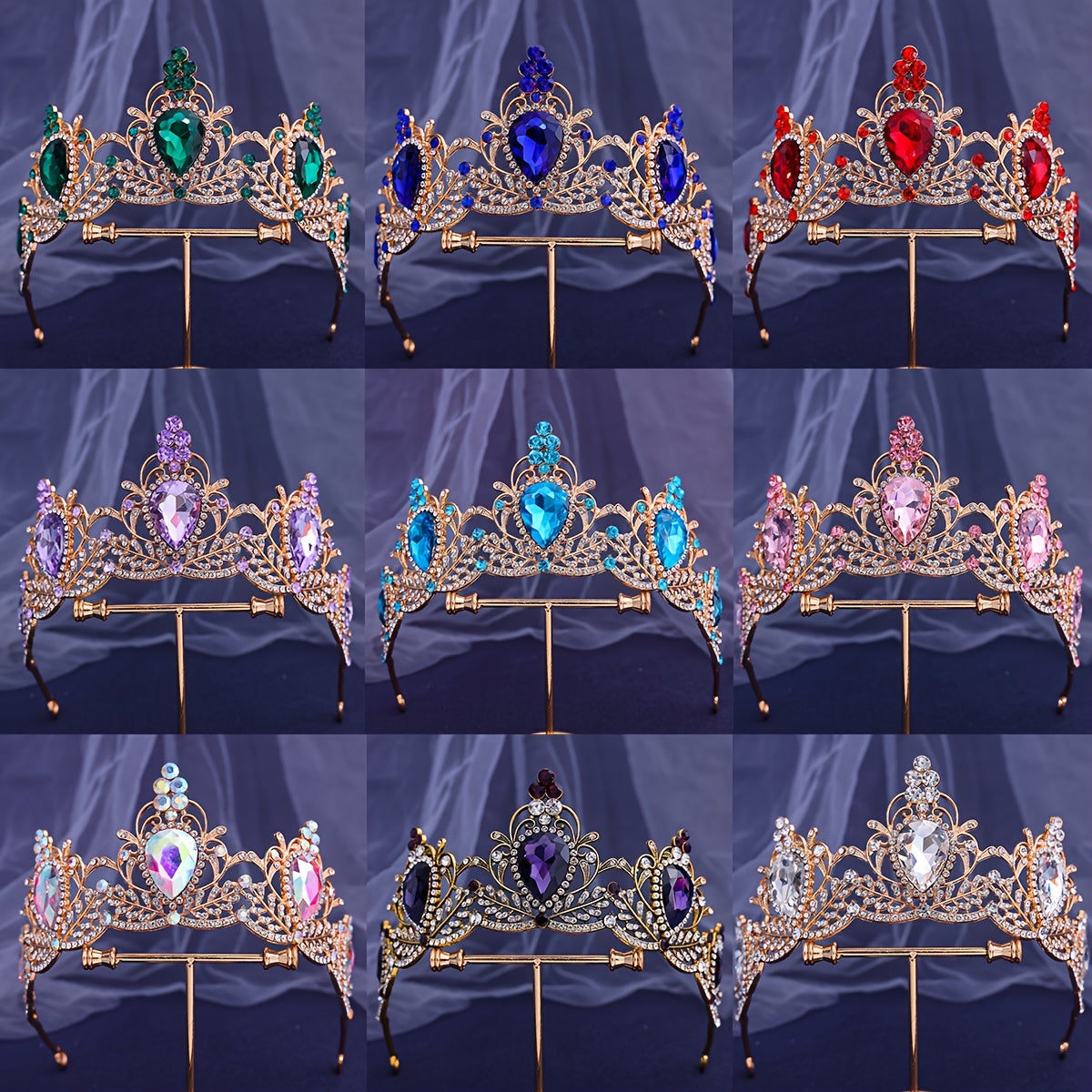 Baroque Style Crown Tiara with Rhinestones for Princesses and Queens Wedding Hair Accessory