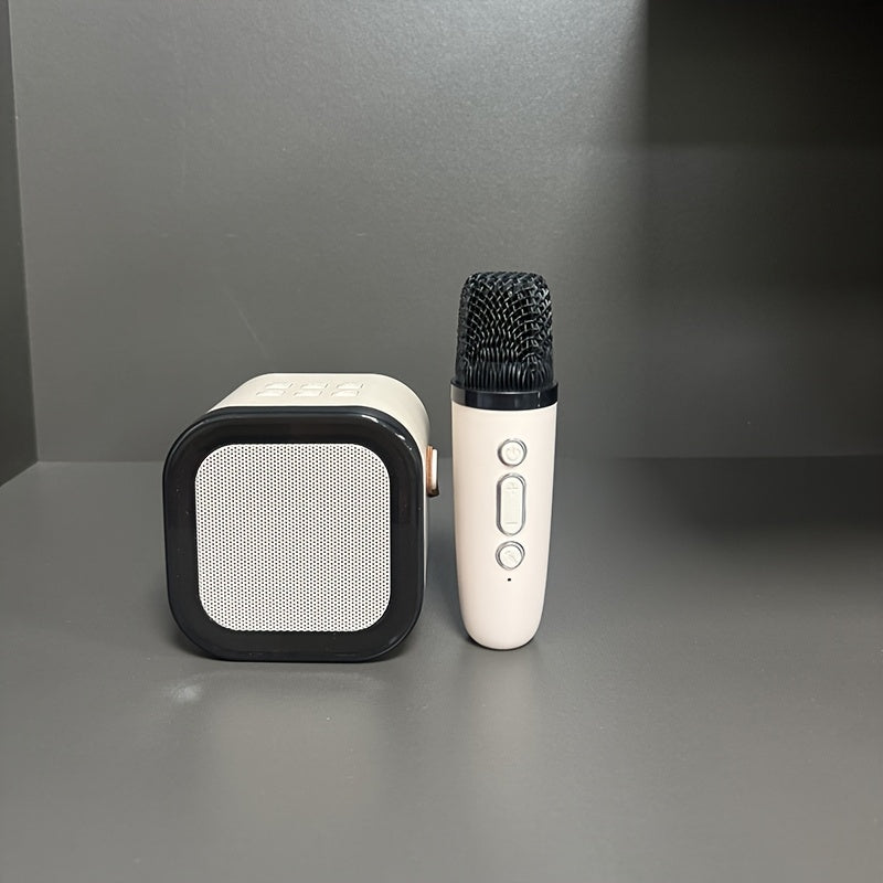 Portable Karaoke Machine with Wireless Microphone LED Lights Voice Change Support TF Card for Family Parties and Adults