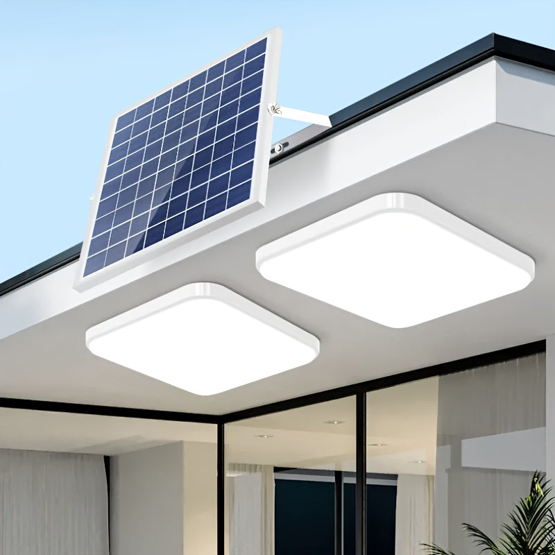 Luz de techo LED solar de 200W, regulable, control remoto, interior y exterior, blanca