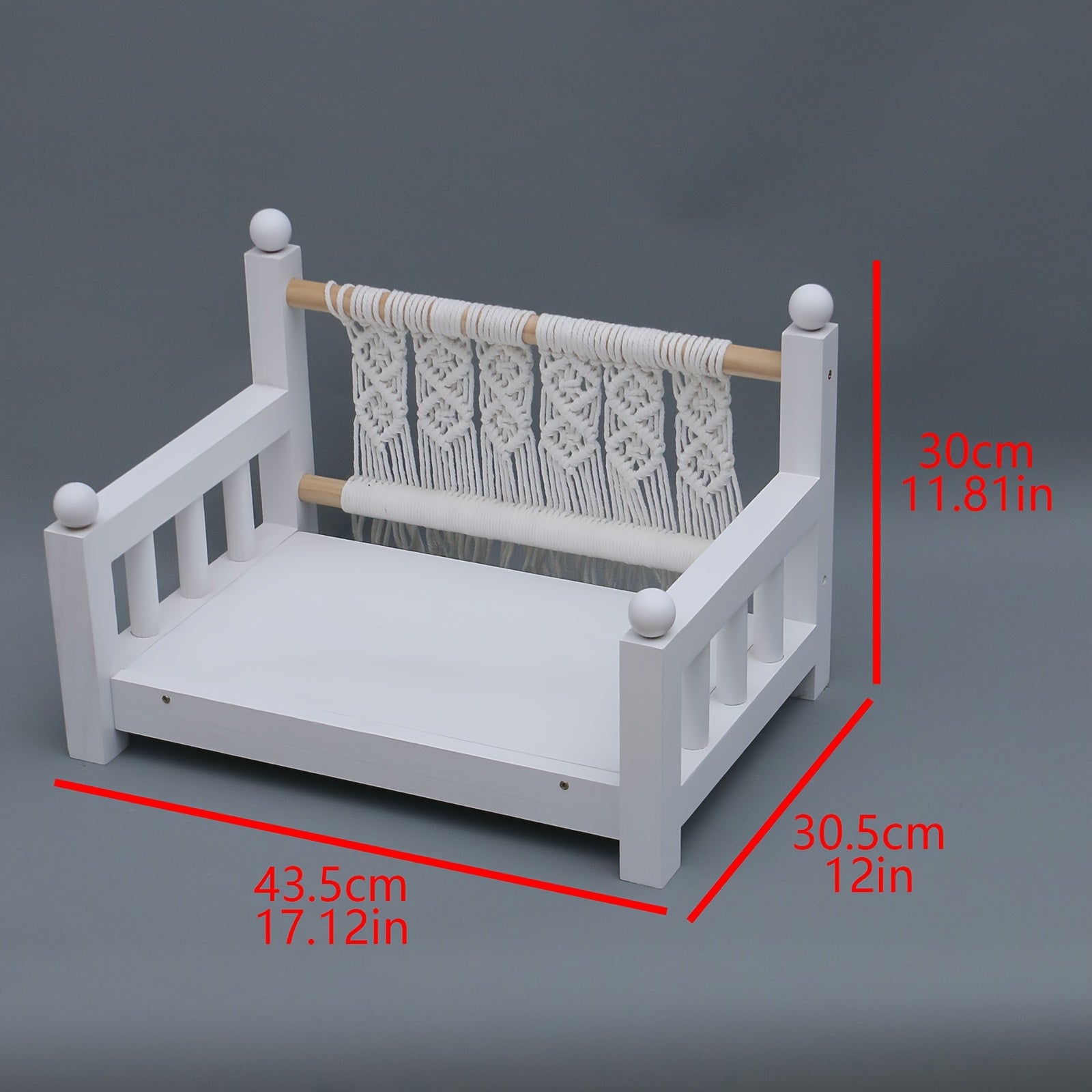 Baby Photography Props White Wooden Crib Bed for Newborn Photos