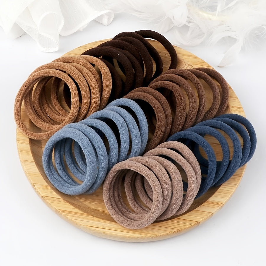Women Basic Hair Bands 50pcs Elastic Solid Color Hair Accessories