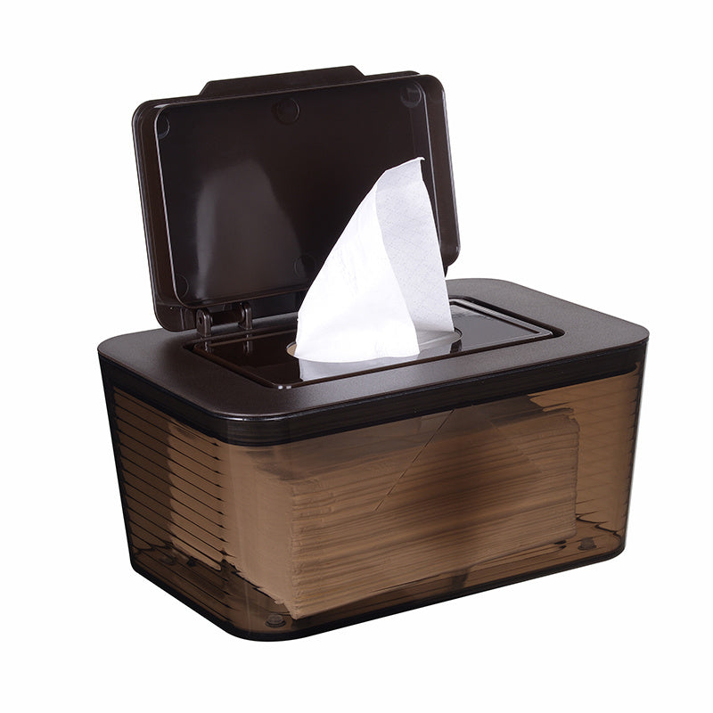 Диспенсер для влажных салфеток с противоскользящим покрытием, предназначенный для того, чтобы сохранять салфетки свежими и легко доступными.