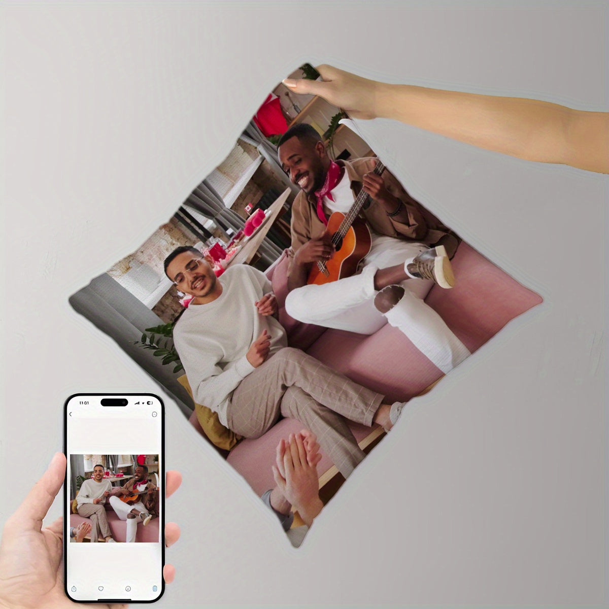 Personalized Photo Pillow Cover 45.72cm Polyester Woven Multi-Color Decor
