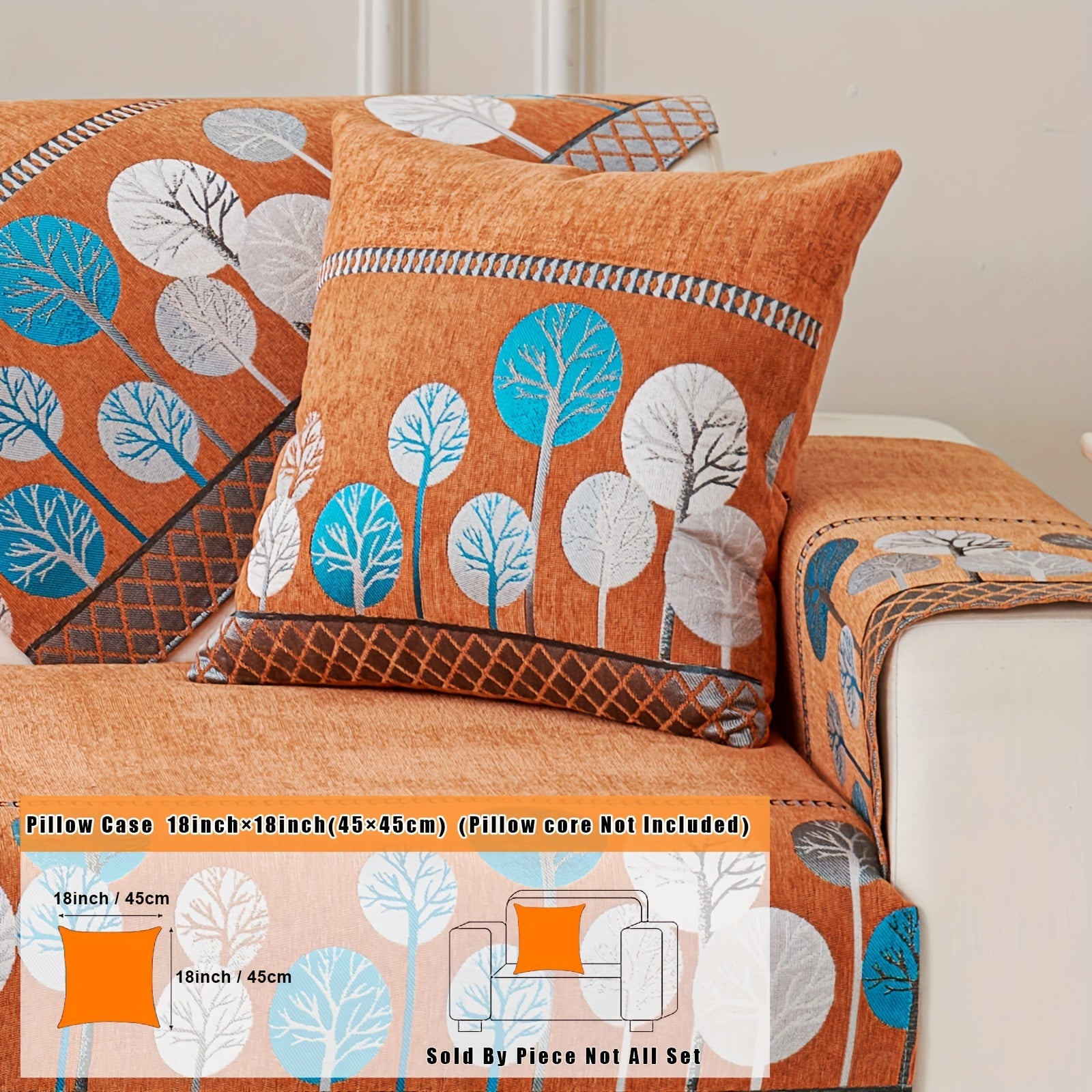 Bohemian Moonlit Trees Sofa Cover for Single to Quadruple Seaters Pet-Friendly Machine Washable Viscose