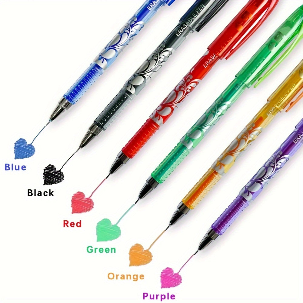 16 Erasable Gel Pens Set 0.5mm Tip in 6 Colors with Storage Bottle for Students Office