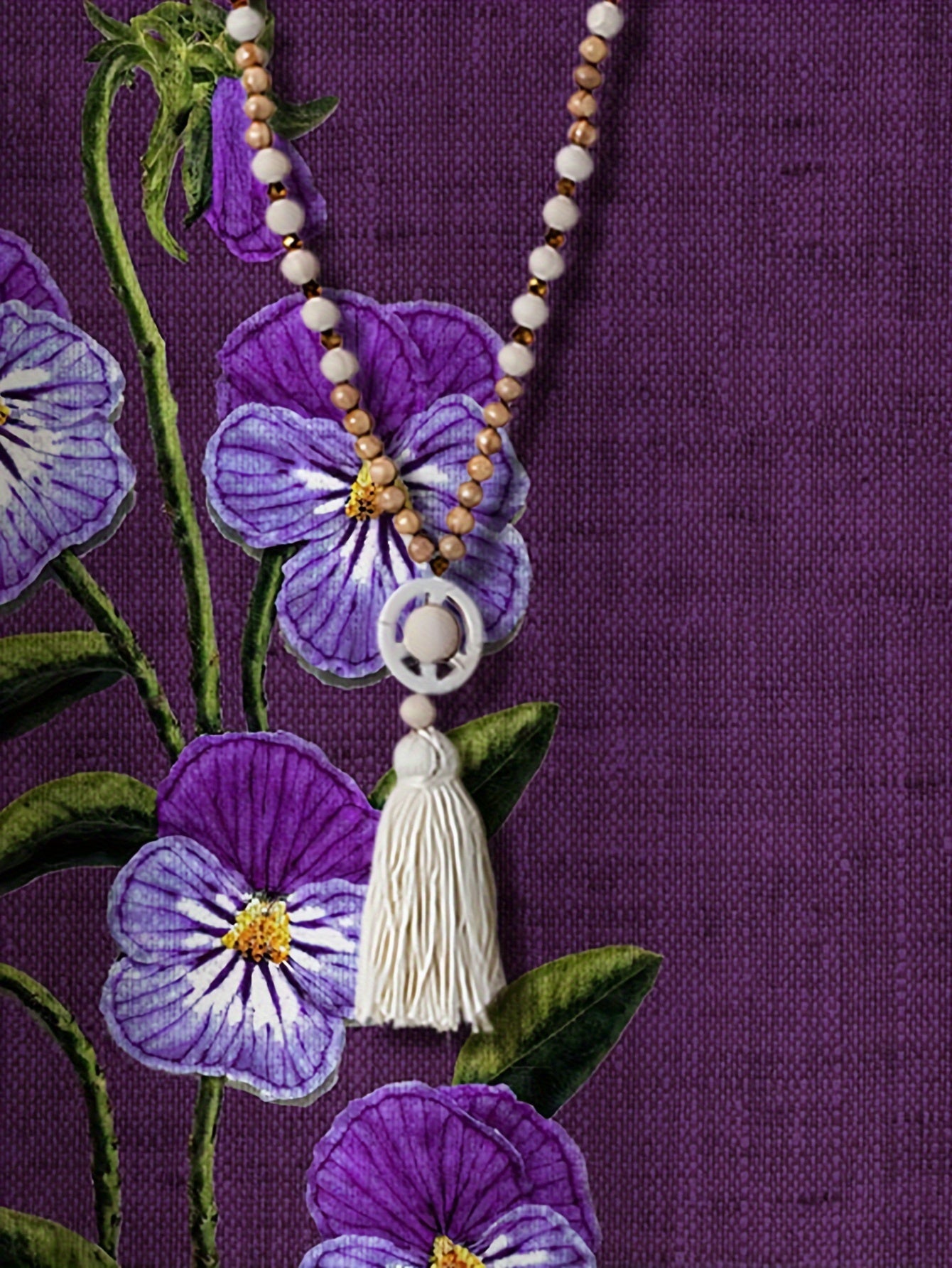 Plus Size Women's Casual Crewneck Sweatshirt With Floral Print Purple Green Botanical