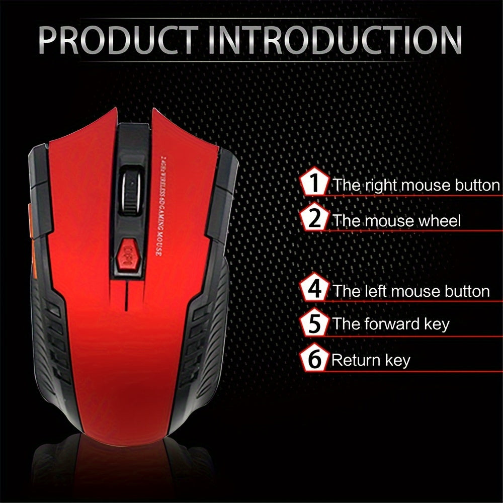 Wireless Gaming Mouse with 6 Programmable Buttons and Optical Sensor for PC and Laptop
