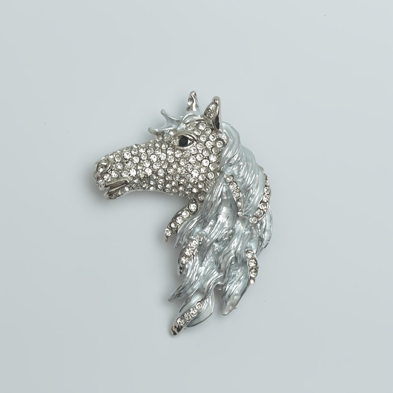 Vintage Rhinestone Horse Head Brooch Pin - Klassik Hayvon Zargarlik Aksessuari