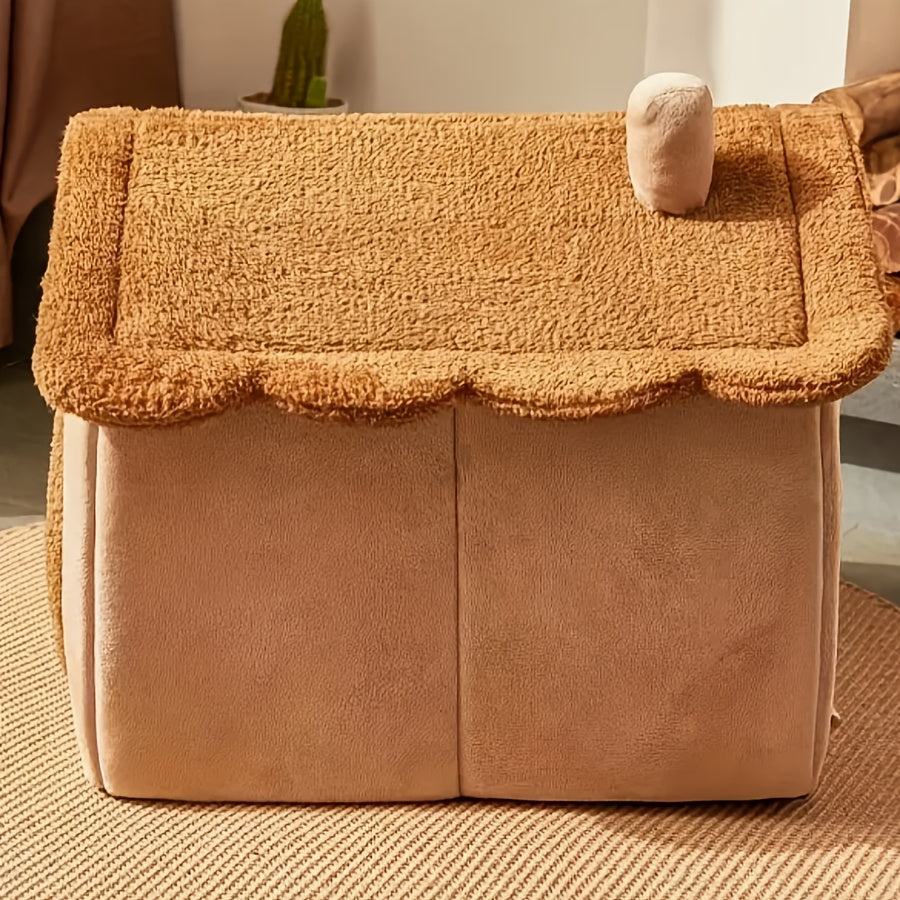 Detachable Washable Cat Bed with Plush Interior Non-Skid Bottom Small Dog Cozy Winter