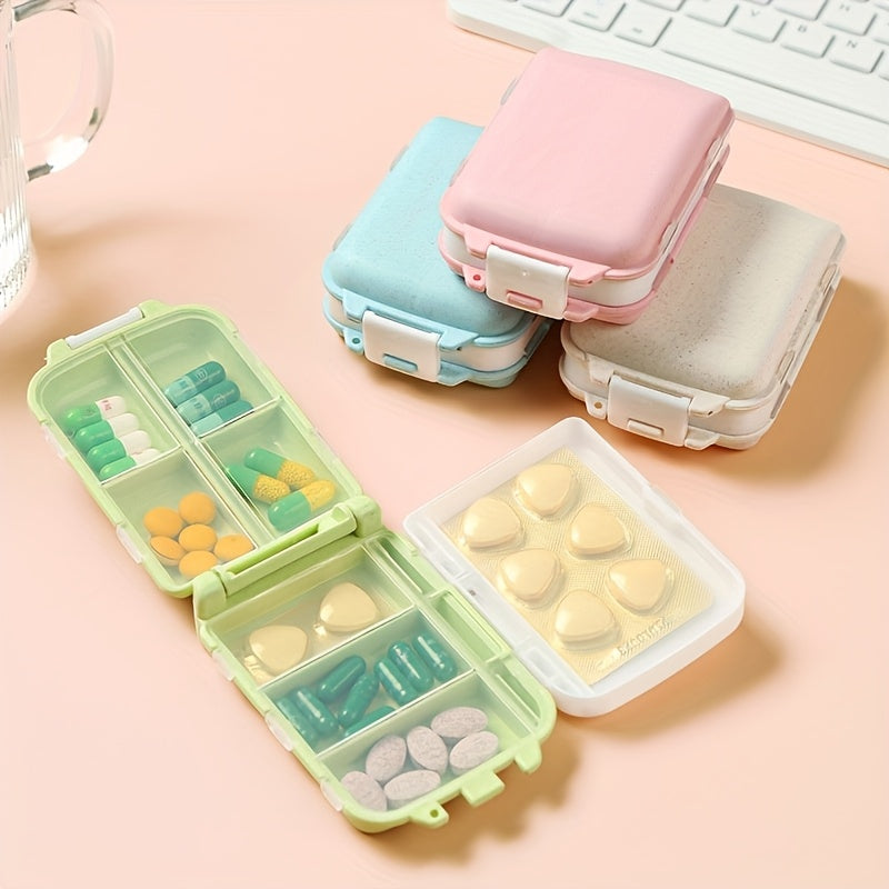 Portable Medicine Box Foldable Travel First Aid Organizer with 8 Compartments