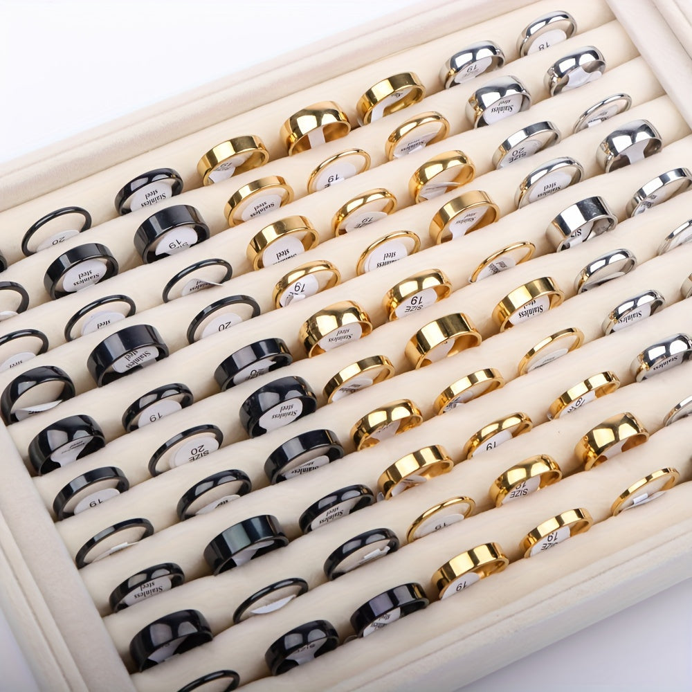 Women's Stainless Steel Rings Pack of 30/50 Minimalist Smooth 2-8mm for Engagements and Weddings