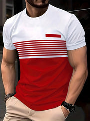 Men's Casual Geometric Pattern Polyester Crew Neck T-Shirt