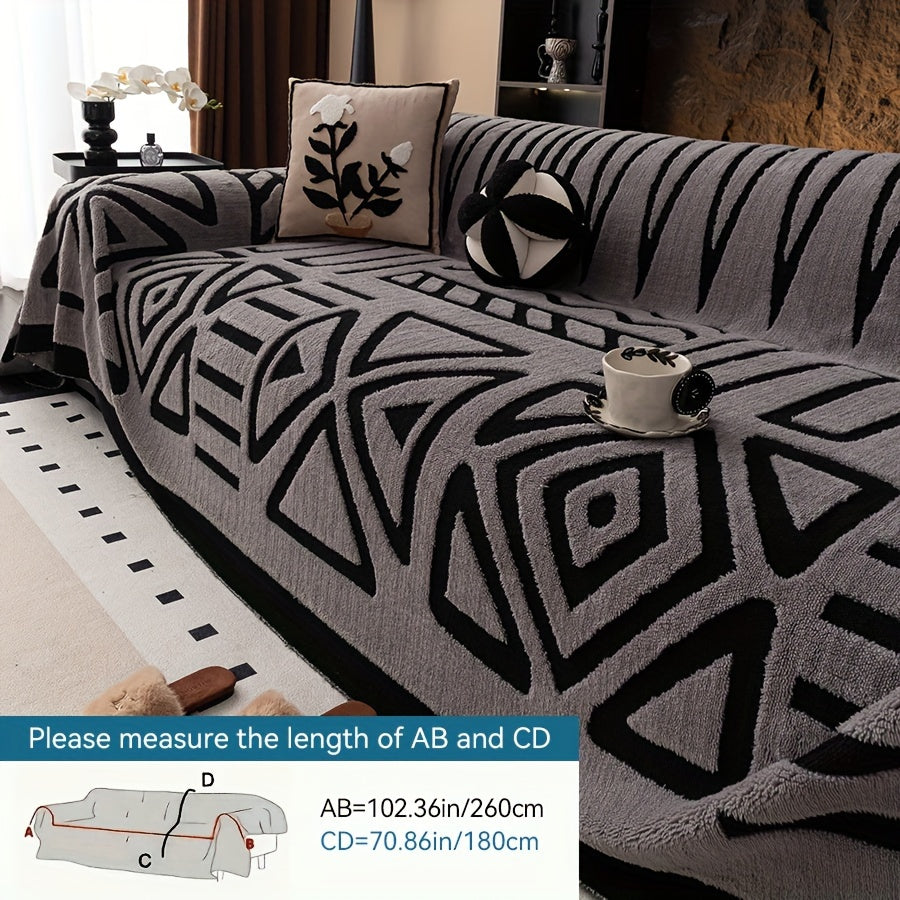 Чехол на диван Glam Style Sherpa, толстый плюш, защитник мебели, моющийся в машине, устойчивый к выцветанию, дружелюбный к питомцам, подходит для кресла, дивана-кровати, 3-4 местного секционного.