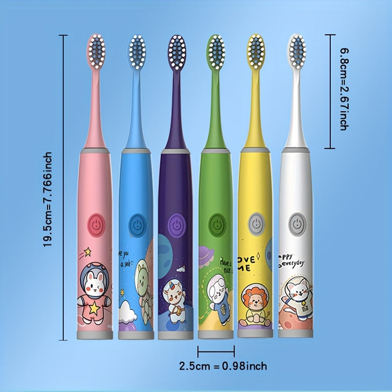 Kids Electric Toothbrush with 2-6 Brush Heads Soft Bristles Space Series