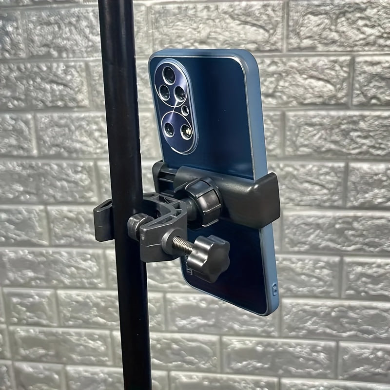 Black ABS Microphone and Smartphone Holder with 360-Degree Rotation for Bicycles and Motorcycles