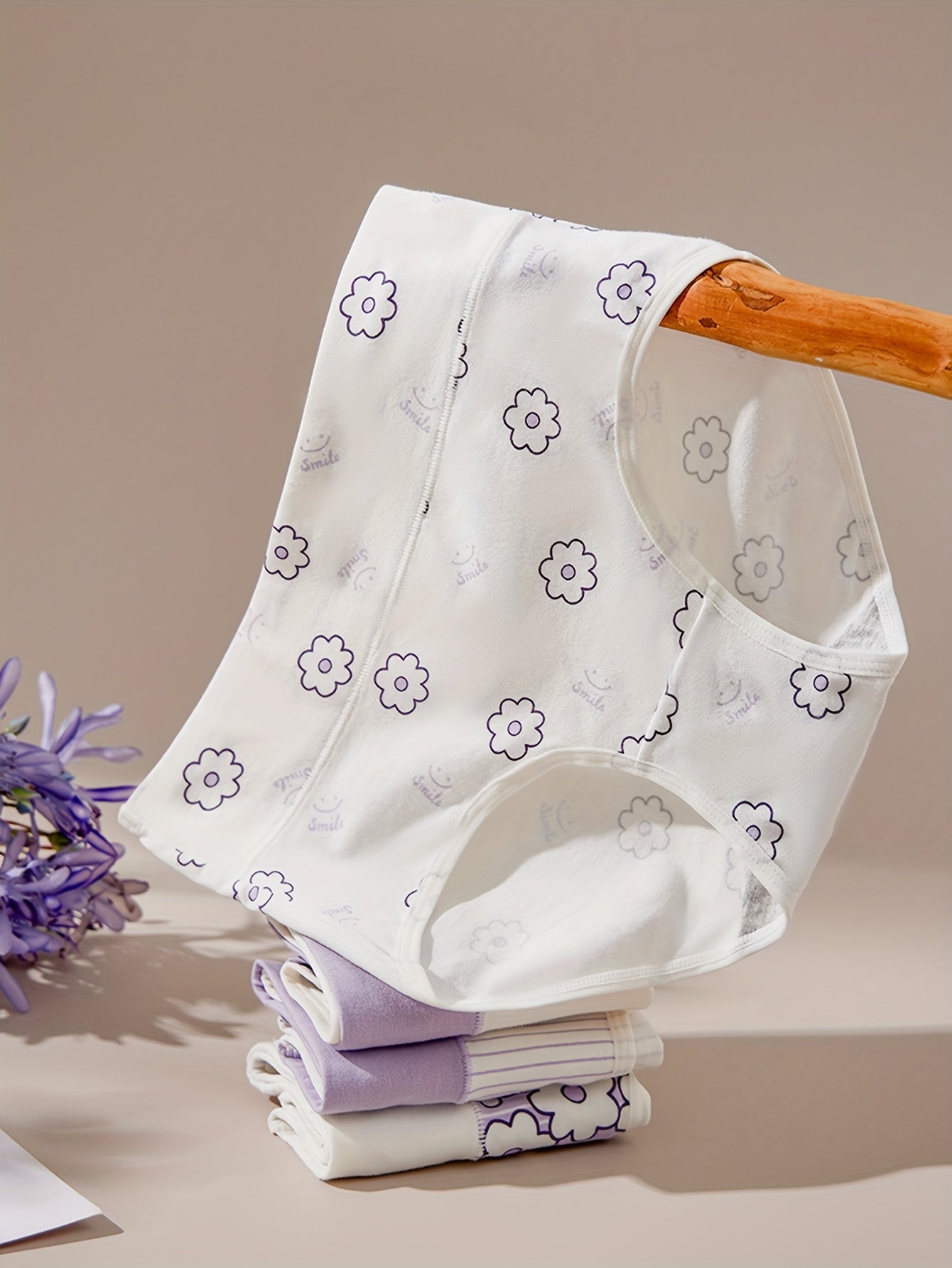 Women's Cotton Printed High-Waisted Shorts 4-Pack Butt-Lifting Waist-Training Autumn Winter