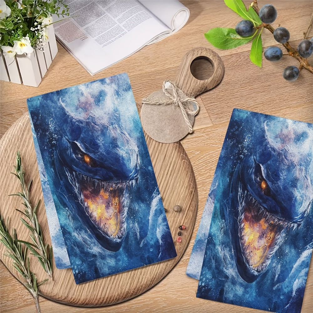 2 ta Ultra Soft oshxona sochiqlari to'plami, Subnautica Leviathan dizayni, singdiruvchi, mashina yuvishga mos, 40.64x60.96 sm