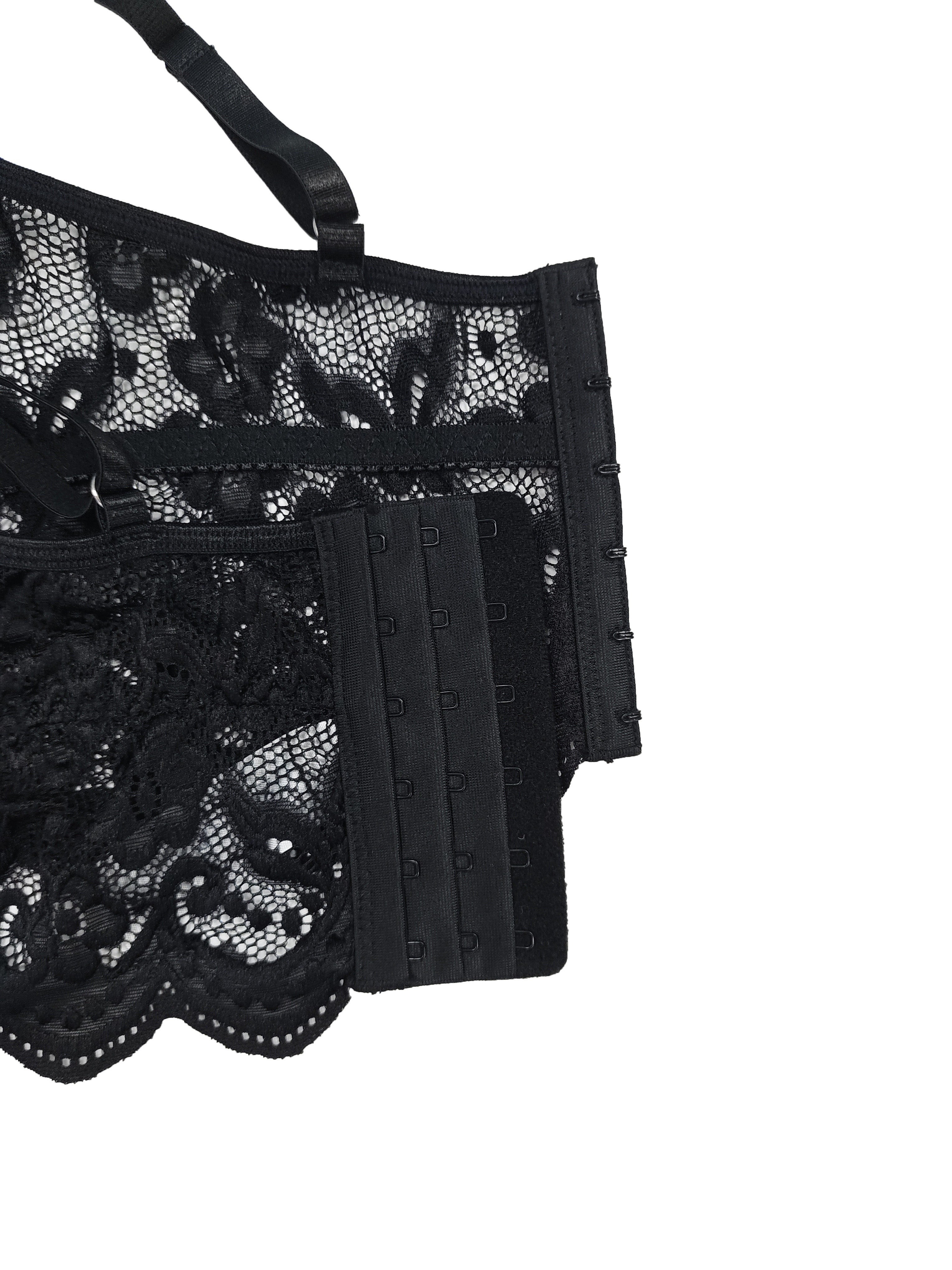 Women Red Floral Lace Chainmail Bra Adjustable Straps Opaque Nylon Polyester