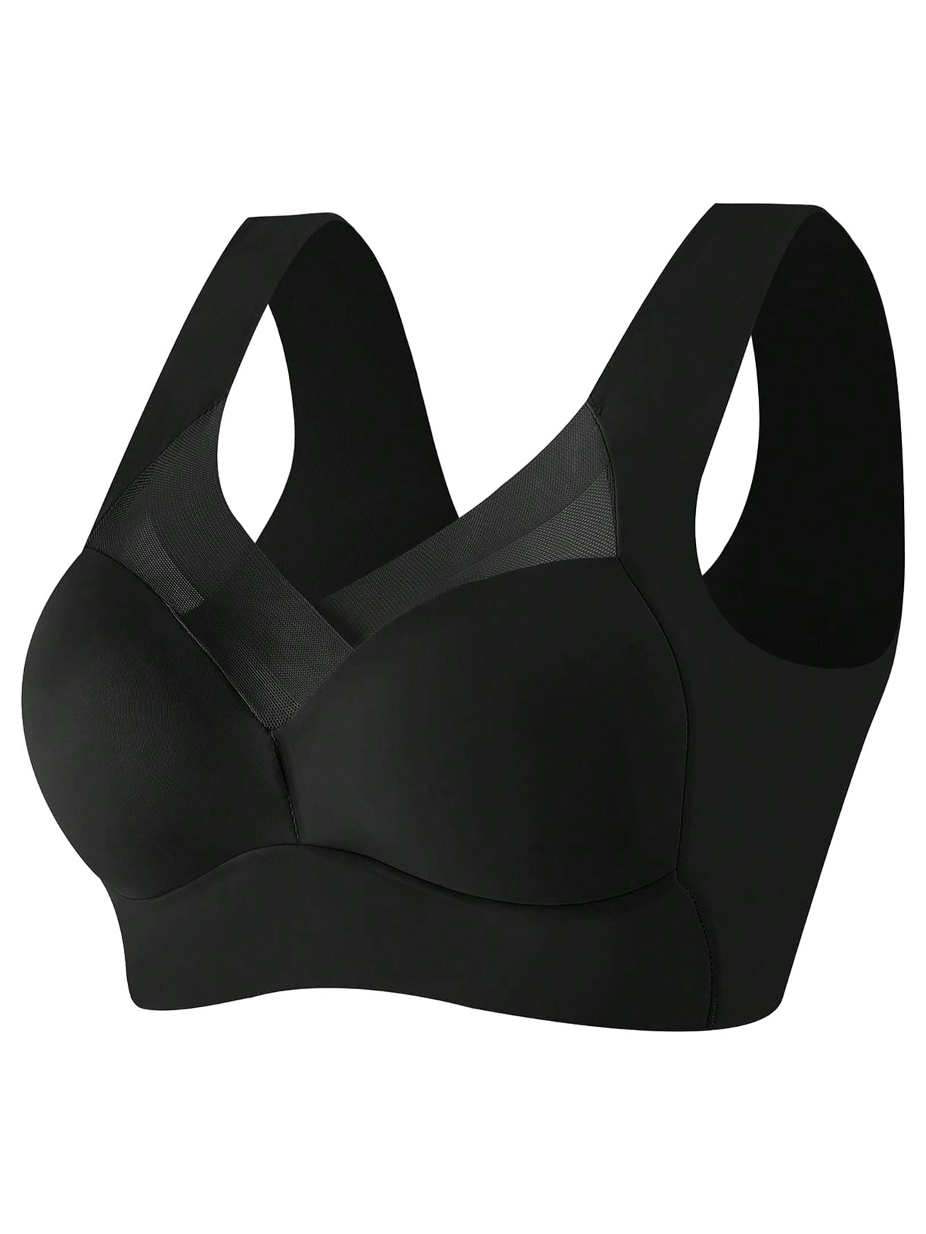 Women's Seamless Wireless Sports Bras with Cross Straps and Wide Comfort Straps