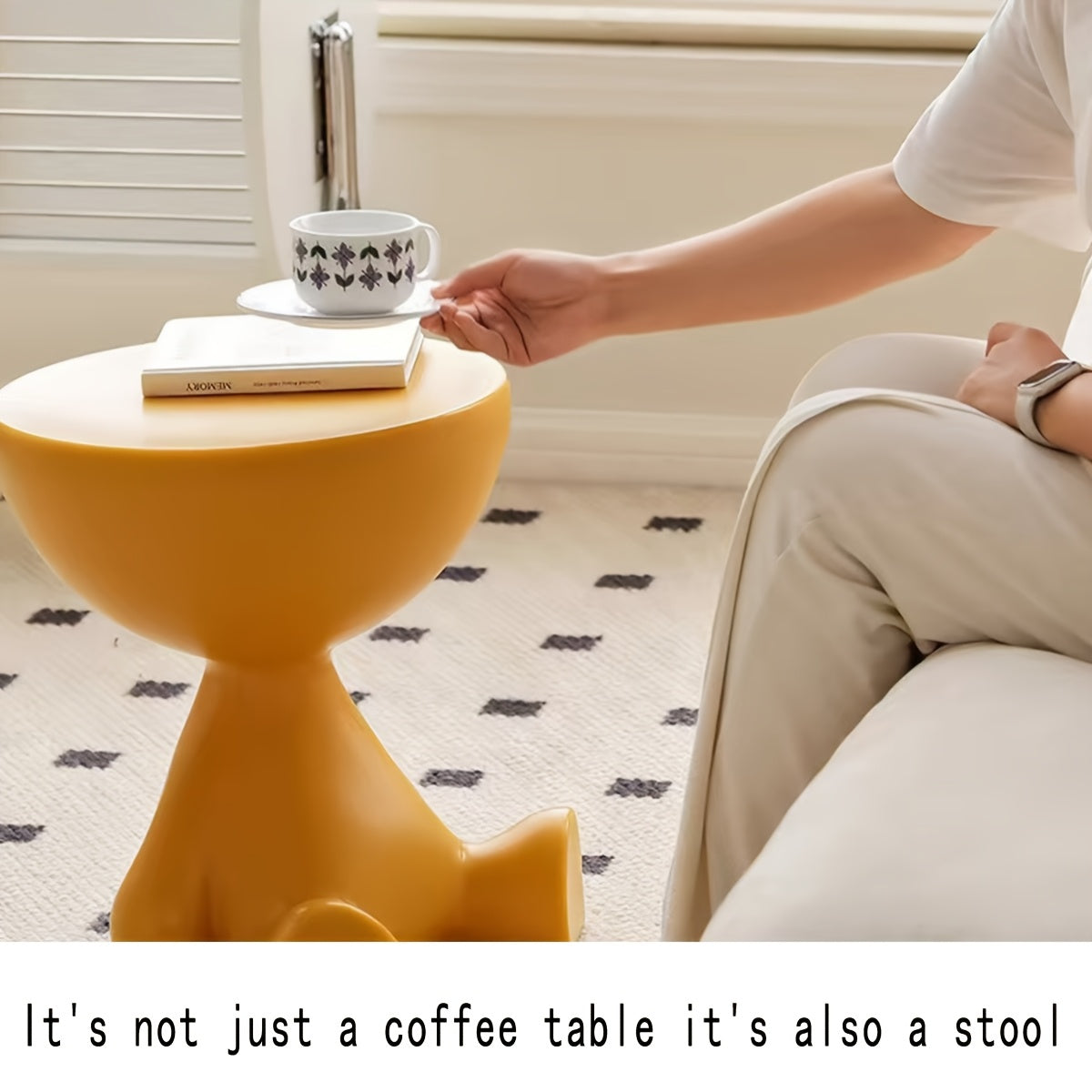 Mesita de noche moderna de plástico con forma de oso creativo, blanca, para dormitorio y sala de estar, almacenamiento