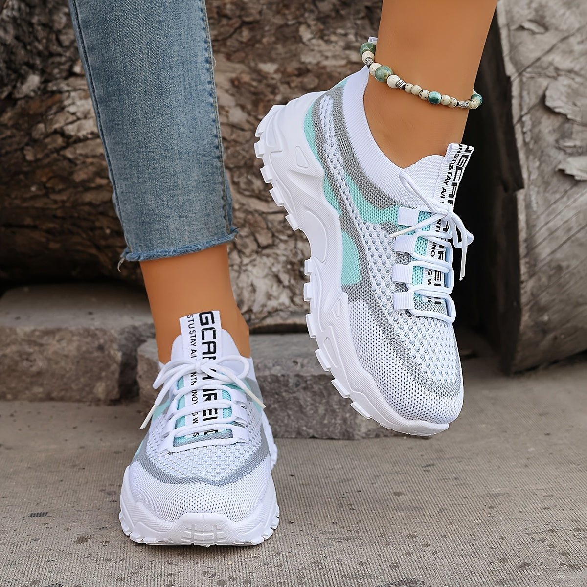 Women's Breathable Knit Low-Top Running Sneakers Lightweight Casual Shoes