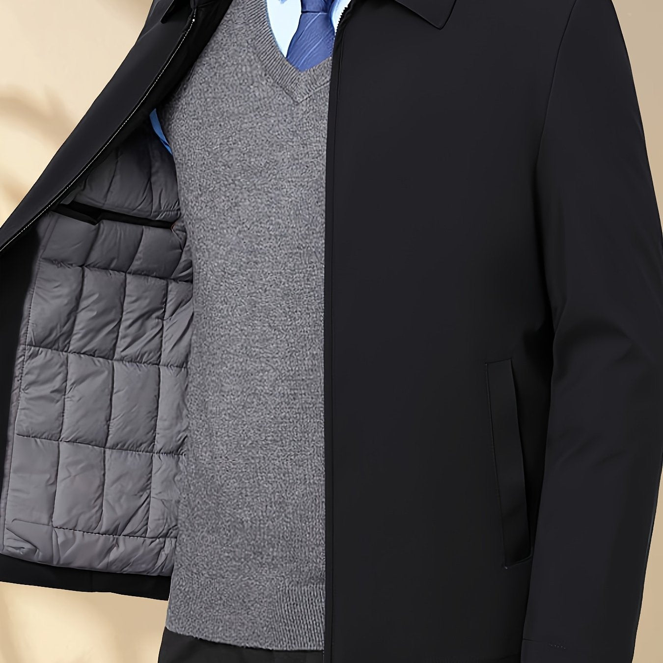 Men's Casual Polyester Lapel Jacket for Hiking and Outdoor Activities