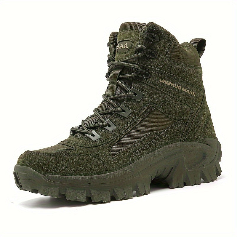 Men's High-Top Hiking Boots Non-Slip Durable Outdoor All-Season Fabric Leather