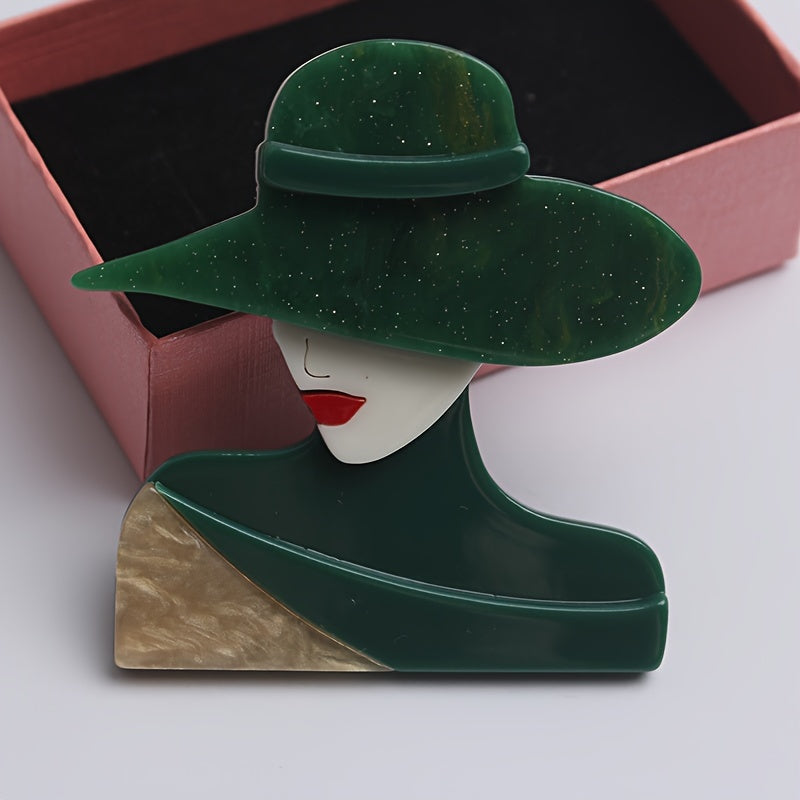 African Inspired Acrylic Brooches for Women Human Head Design Elegant Jewelry