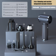 Мощный беспроводной автомобильный пылесос включает в себя две перезаряжаемые батареи по 2000 мАч, мотор мощностью 50 Вт и уровнем шума 45 дБ, сильное всасывание и аксессуары для уборки в автомобиле, доме и автодоме.